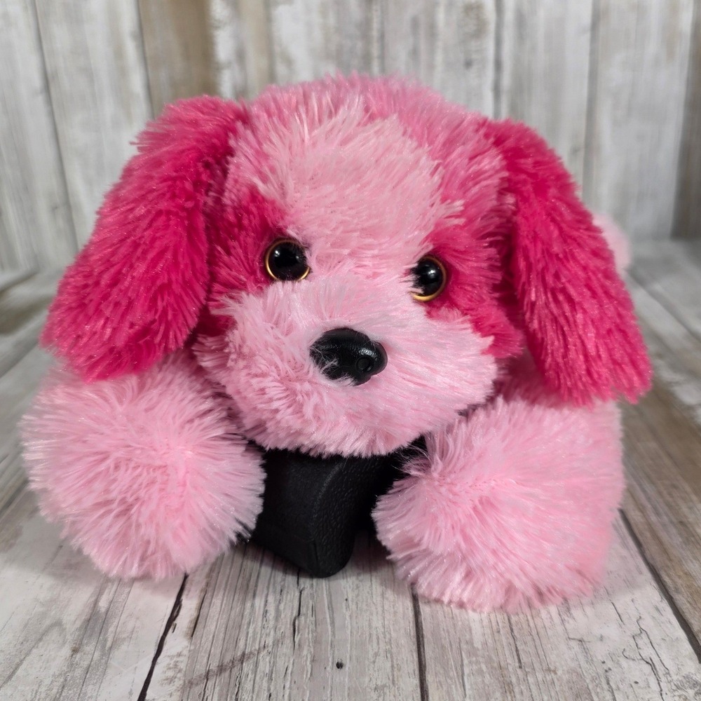 Ty Inc 2011 Pink Shaggy Puppy Dog Plush Stuffed Animal Laying Floppy Ears 15"